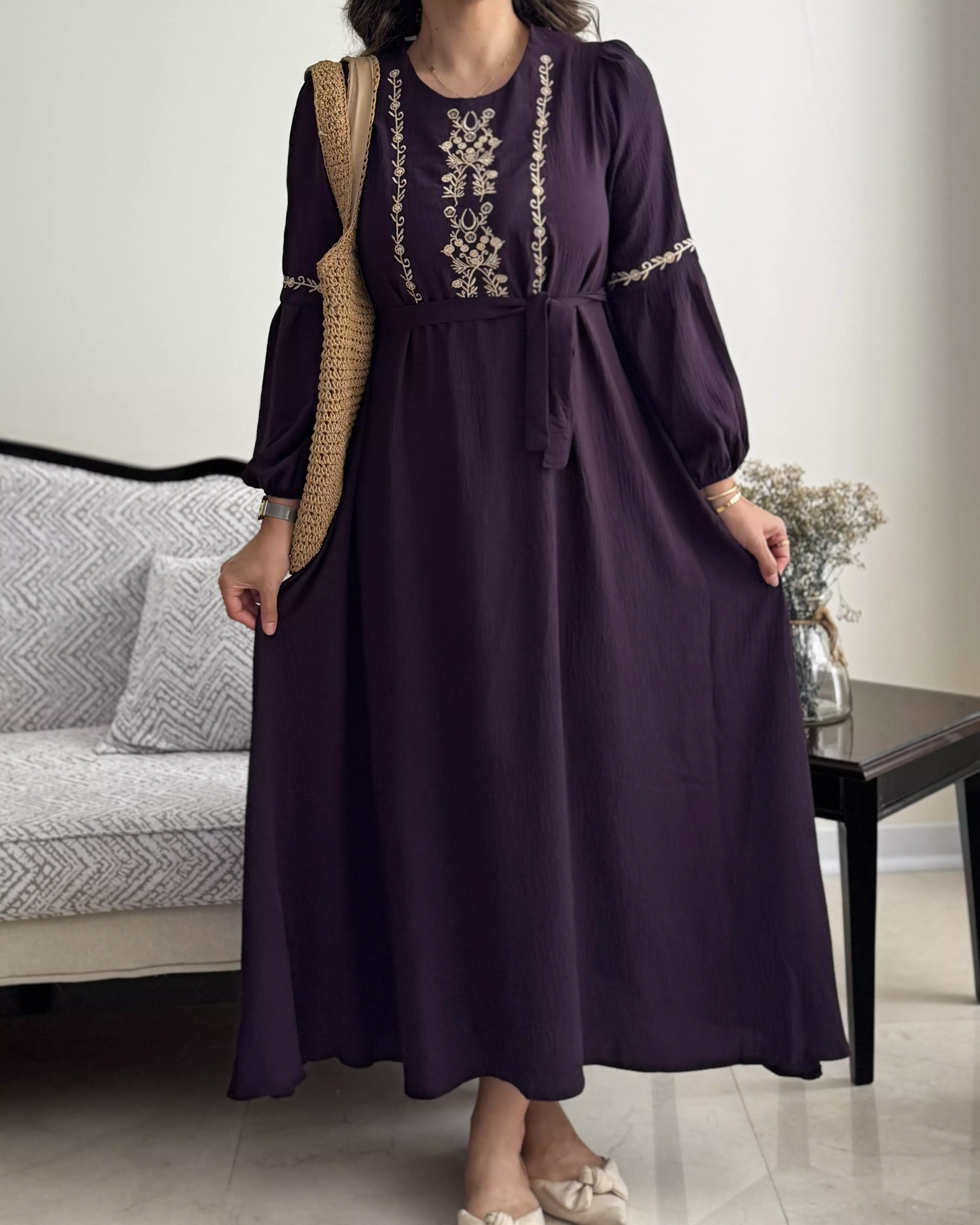 پیراهن گلدوزی سرمه